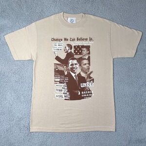 Harlem Underground President OBAMA T-Shirt Cotton Beige‎ Men's Size M VTG NWT